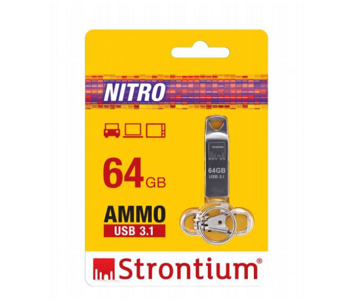 Strontium SR64GSLAMMOY 64GB AMMO USB 3.1 Flash Drive - Silver - Zoom Image 2