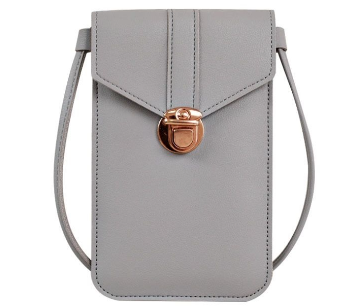 Leather Ladies Crossbody Sling Smartphone Bag - Grey - Zoom Image 1