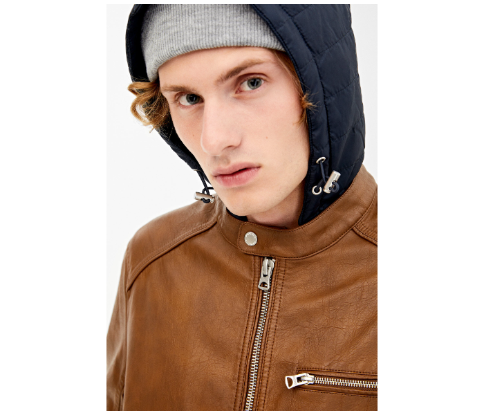 Springfield 048630233 Small PU Jacket for Men - Tan - Zoom Image 3