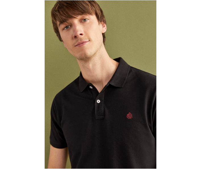 Springfield 143759301 XXL Basic Slim Fit Polo Shirt for Men - Black - Zoom Image 2