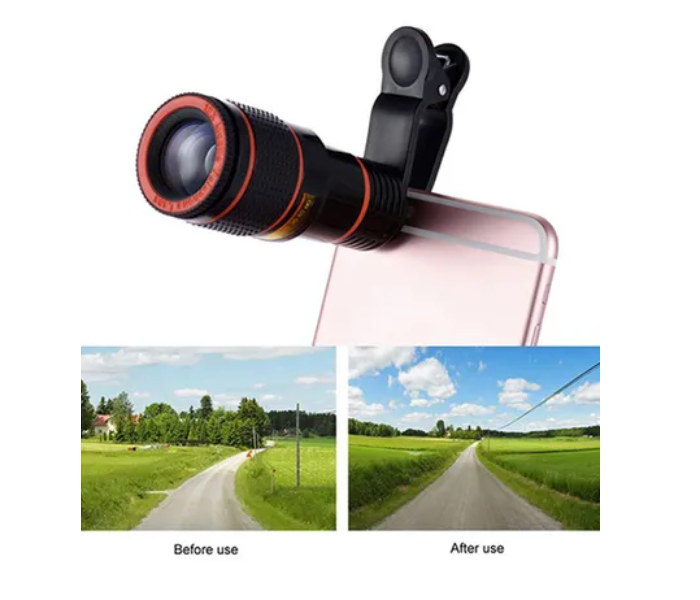 Generic 12 Universal Telephoto Camera Lens For Smart Phones - Black and Red - Zoom Image 4