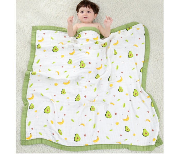 Phoenix MUSBLNK6LY 6 Layer Muslin Cotton Baby Swaddle Blanket - Green Border(Avacado Print) - Zoom Image 3