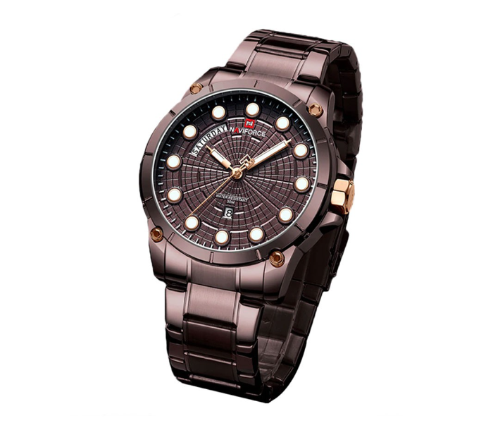 Naviforce 9152 Stainless Steel Quartz Watch for Men - Brown - Zoom Image 1