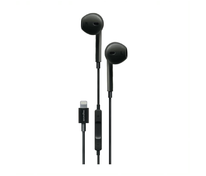 Porodo PD-LSTEP-BK Soundtec Stereo Earphones with Lightning Connector - Black - Zoom Image