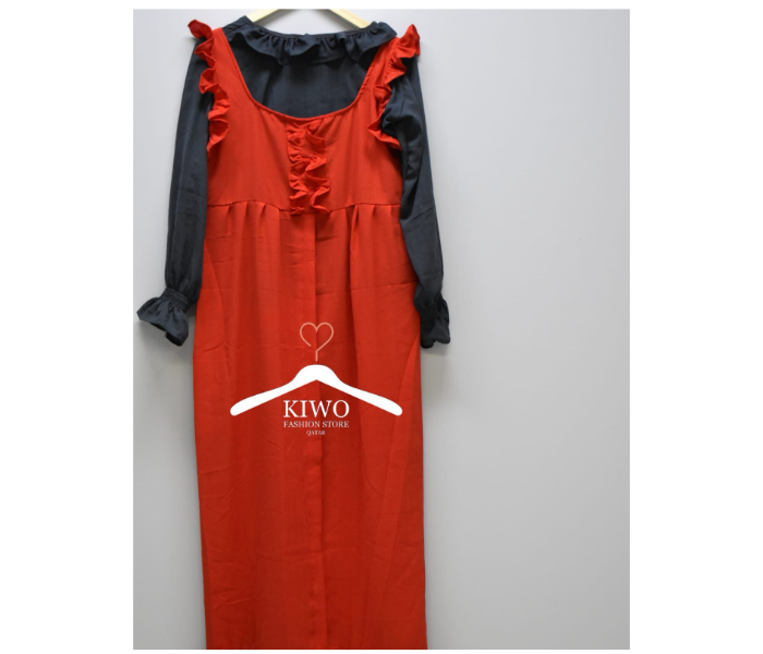 Kiwo KIWO144 Extra Large Pinnafore with Top Wear - Red and Grey - Zoom Image