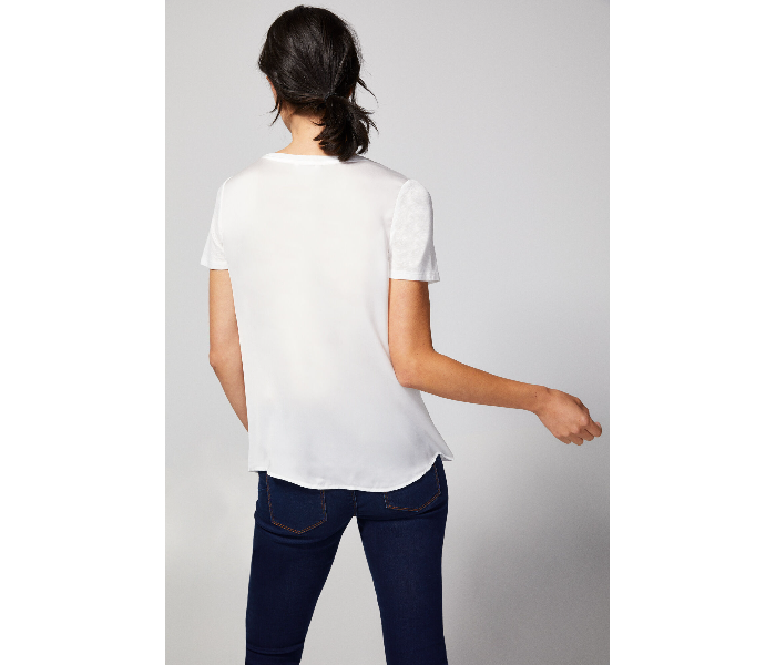 Springfield 273633098 Large Plain Short Sleeve T-Shirt For Women - White - Zoom Image 3