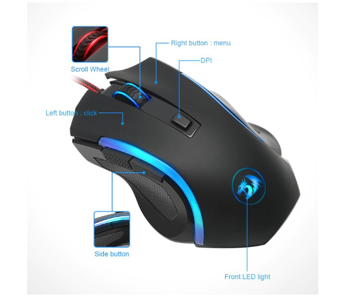 Redragon Nothosaur M606 Wired Laser Gaming Mouse - Black - Zoom Image 3