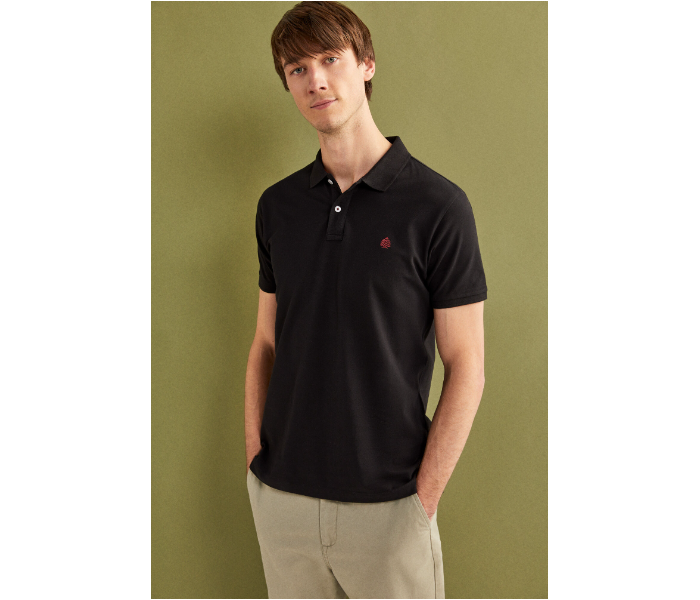 Springfield 143759301 XS Basic Slim Fit Polo Shirt for Men - Black - Zoom Image 1