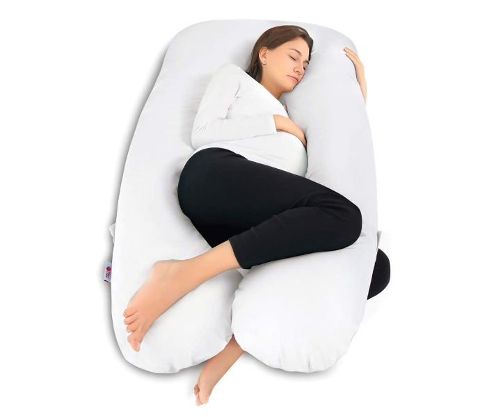 ShowTop U Shaped Bedding Maternity Pillow for Pregnant Women with Removable Jersey - White - Zoom Image 1