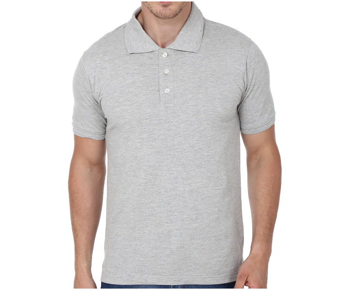 Premium Honey Comb Polo T-Shirt for Large Men - Grey - Zoom Image