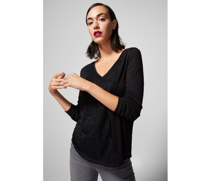 Springfield 676380401 Medium Plain Long Sleeve T-Shirt for Women - Black - Zoom Image 1