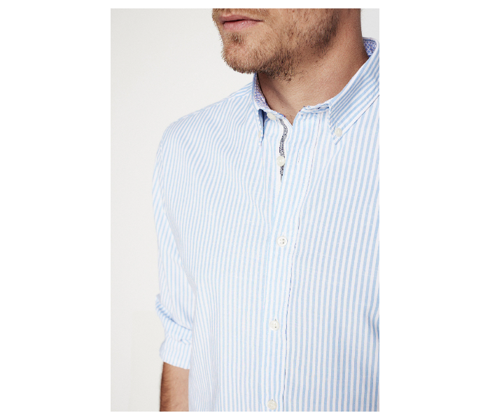 Springfield 094312613 XXL Long Sleeve Casual Stripped Shirt for Men - Medium Blue - Zoom Image 2