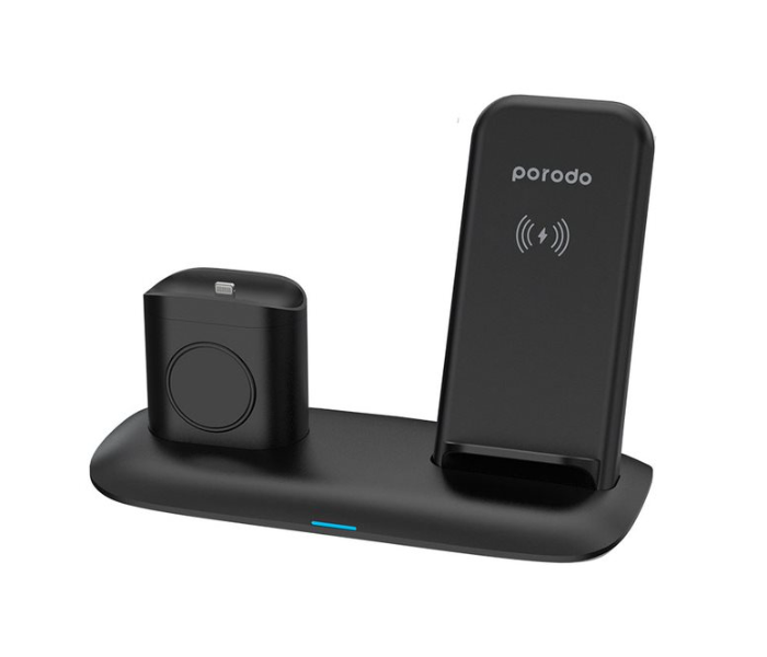 Porodo PD-W02-BK 4 in 1 Fast Wireless Charging Station - Black - Zoom Image 1