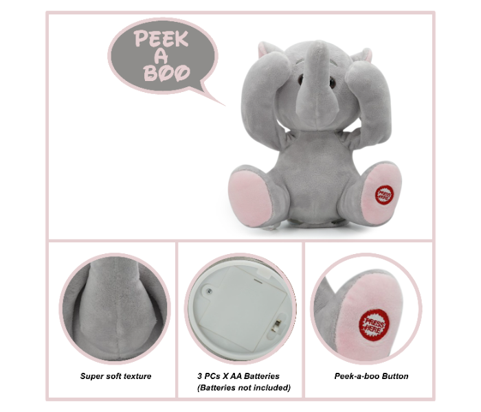 Pugs At Play ST-PAP21 Peek a Boo Manny Elephant for Kids - Grey - Zoom Image 4