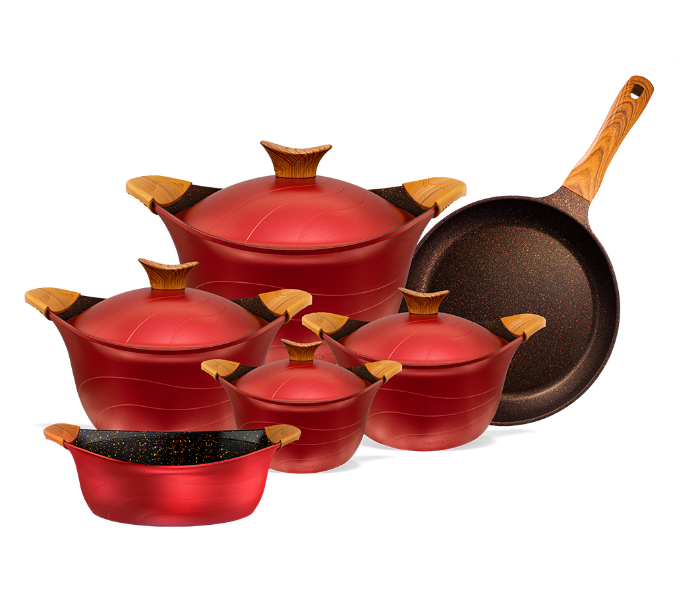 Neoklein 10F-LC Set of 10 Piece Casserols with Fry Pan and low casserole -Red  - Zoom Image