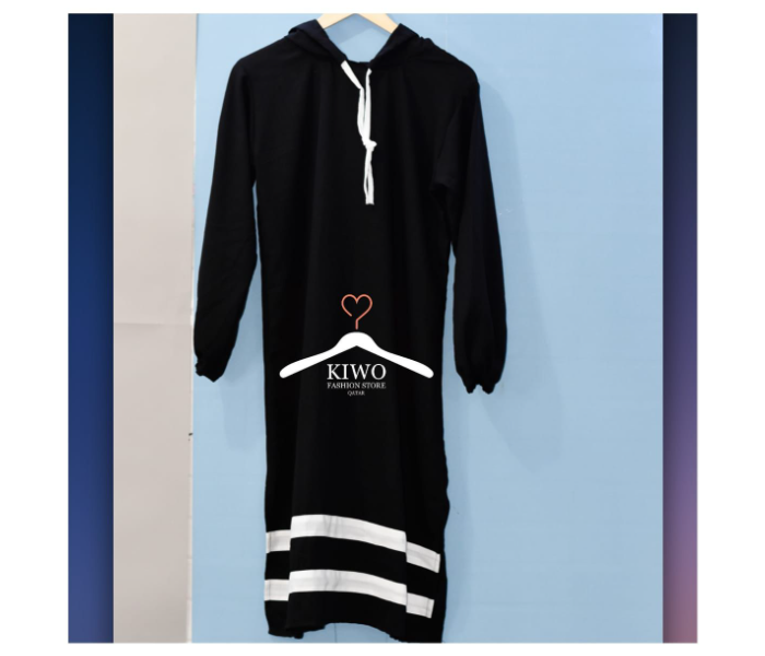 Kiwo KIWO136 Extra Large Full Sleeve Hoodie for Women - Black and White - Zoom Image