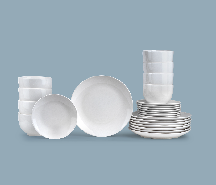 Insiya SV205 24 Piece Superior Quality Porcelein Dinner Set - White - Zoom Image 1