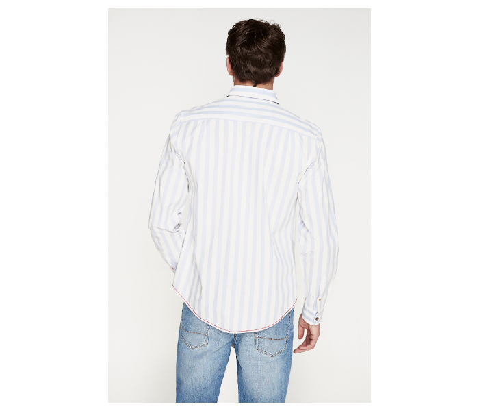 Springfield 094313414 XXL Long Sleeve Casual Stripped Shirt for Men - Medium Blue - Zoom Image 3