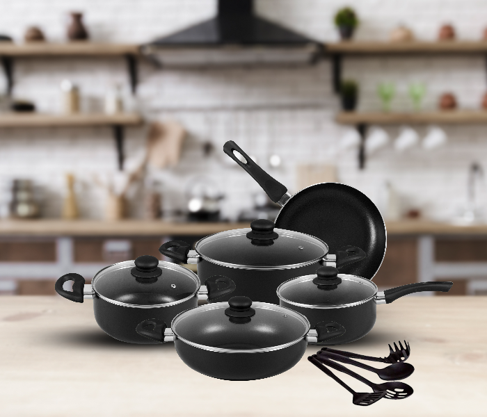 Insiya SV06 13 Piece Non-Stick Aluminium Cookware Set - Black - Zoom Image 2