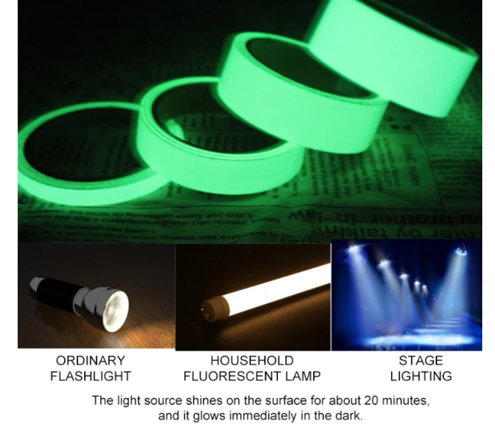 OEM Self Adhesive Glow in Dark Luminous Fluorescent Tape - Blue Green - Zoom Image 6