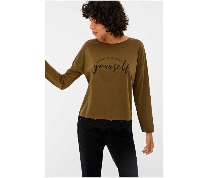 Springfield 676429028 Small Long Sleeve T-Shirt for Women - Army Green - Zoom Image 1