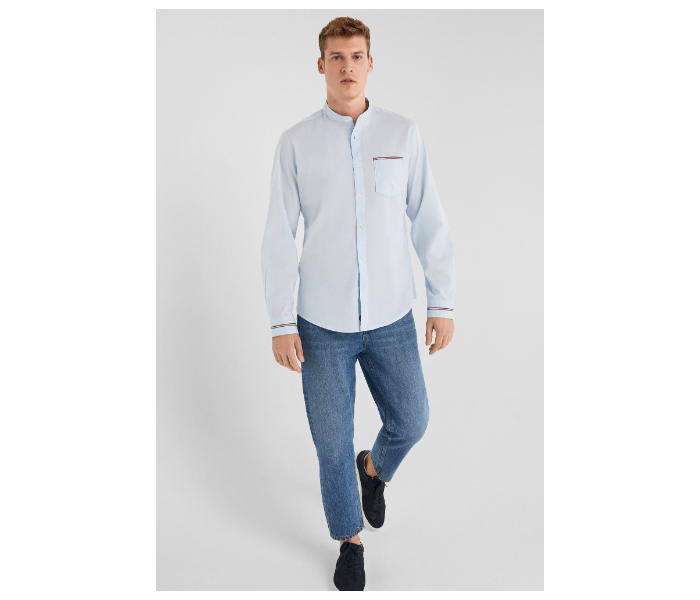 Springfield 027659614 Medium Long Sleeve Plain Shirt for Men - Medium Blue - Zoom Image 2