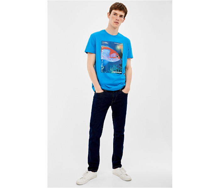 Springfield 145655585 Large Licensed T-Shirt for Men - Blue - Zoom Image 1