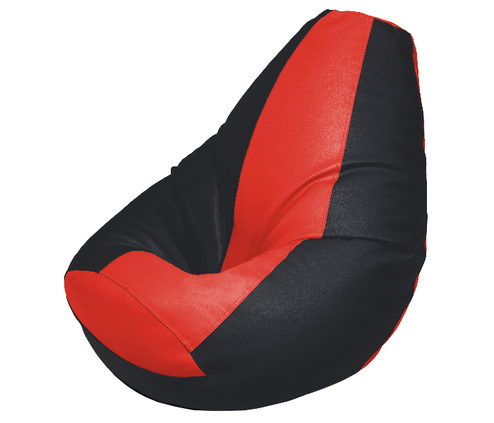 Komfort Factory STREDBLK-QU  Queen Size Leatherette Bean Bag with Filling - Red and Black - Zoom Image 3