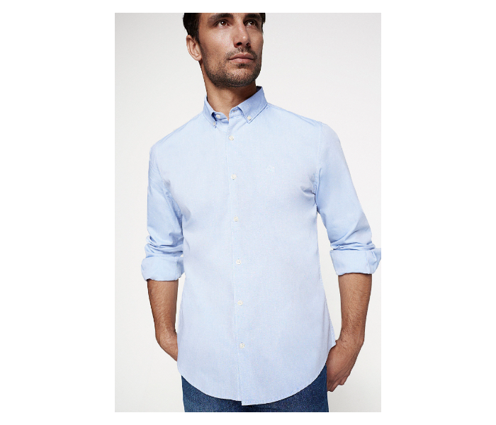 Springfield 027480115 Small Long Sleeve Plain Shirt for Men - Medium Blue - Zoom Image 2