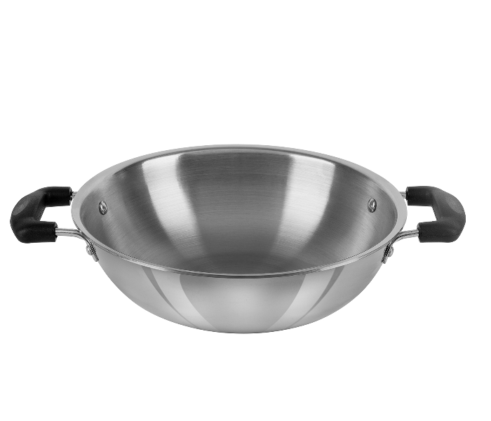 Insiya SVI-102 24cm 2.5 liters Platinum Cookware Triply Stainless Steel Kadai with Lid - Silver - Zoom Image 1