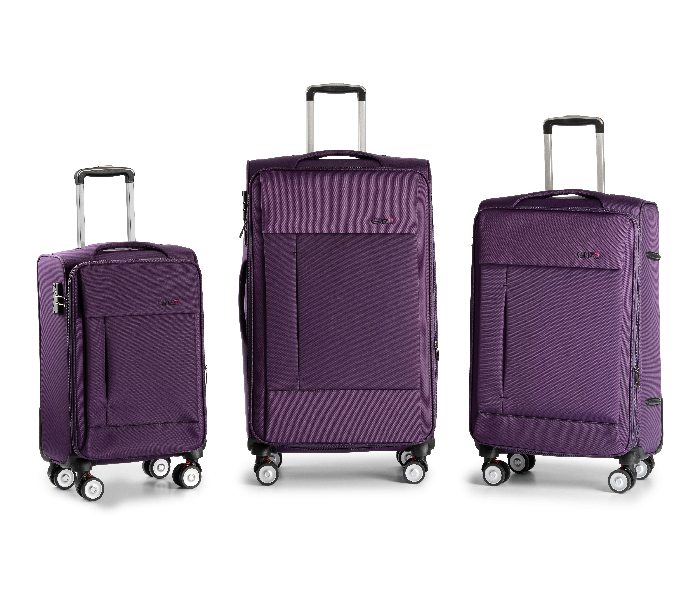 Kenza SV363 3 Piece Drift Softside Expandable Luggage Bag Set with Built-In TSA Lock and Spinner Wheels - Purple - Zoom Image 2