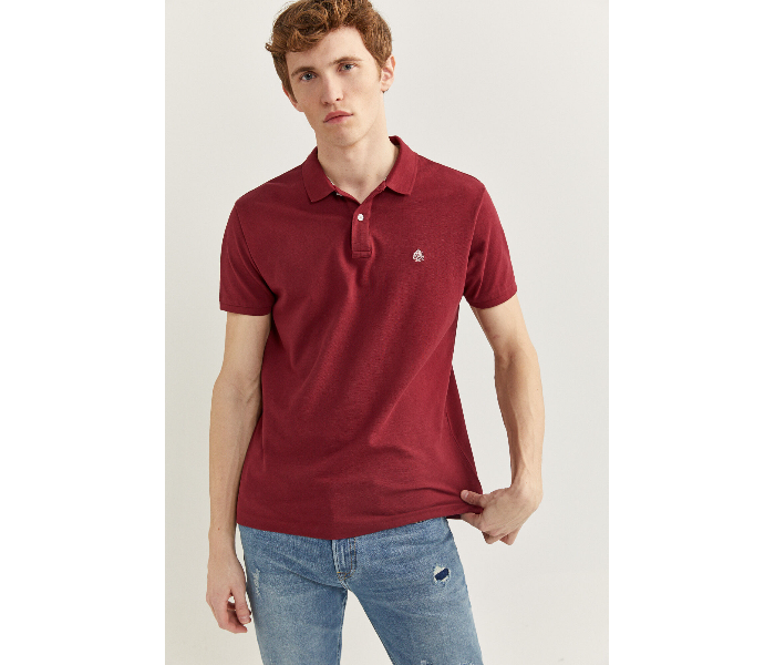 Springfield 143759369 XXL Basic Slim Fit Polo Shirt for Men - Maroon - Zoom Image 2