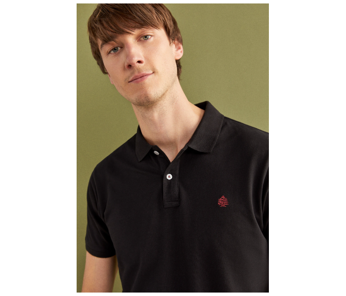 Springfield 143759301 XS Basic Slim Fit Polo Shirt for Men - Black - Zoom Image 2