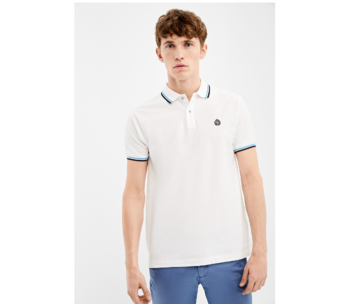 Springfield 143601599 Small Basic Slim Fit Polo Shirt for Men - White - Zoom Image 2