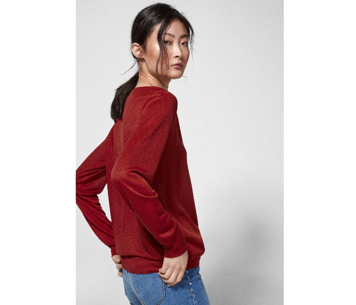 Springfield 676408835 Medium Plain Long Sleeve T-Shirt for Women - Dark Red - Zoom Image 2