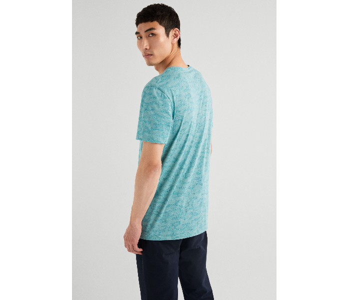 Springfield 328537585 XS Knitted T-Shirt for Men - Teal - Zoom Image 3