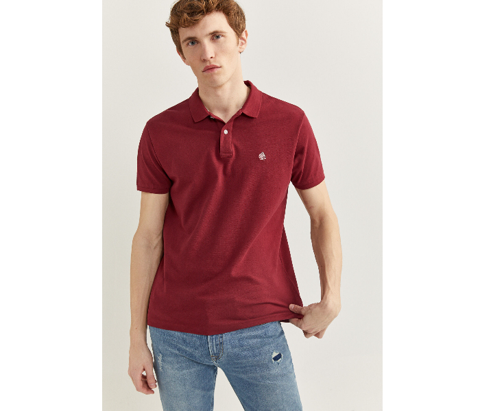 Springfield 143759369 XS Basic Slim Fit Polo Shirt for Men - Maroon - Zoom Image 2