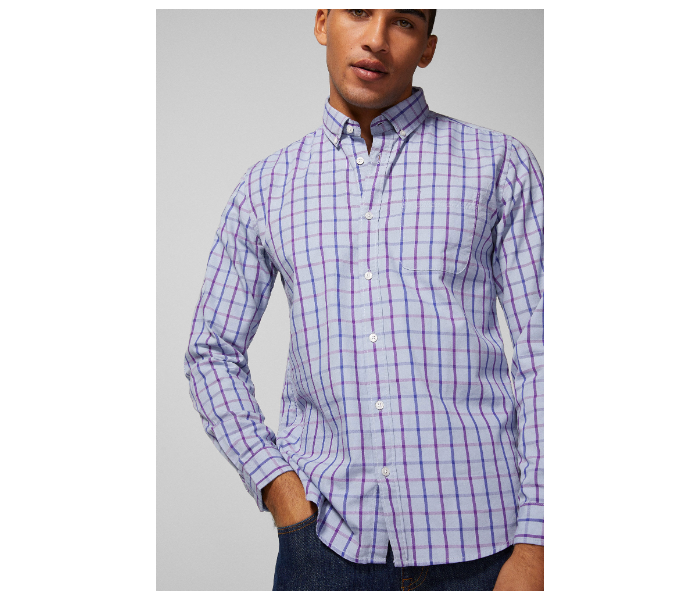 Springfield 033485514 Small Long Sleeve Checked Shirt for Men - Medium Blue - Zoom Image 2