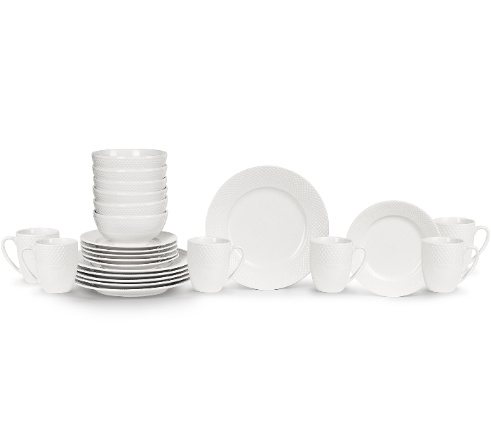 Insiya SV202 24 Piece High Quality Porcelein Dinner Set- White - Zoom Image 1