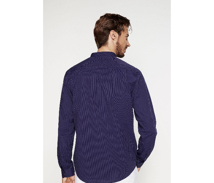 Springfield 027355411 Extra Small Long Sleeve Plain Shirt for Men - Dark Blue - Zoom Image 4