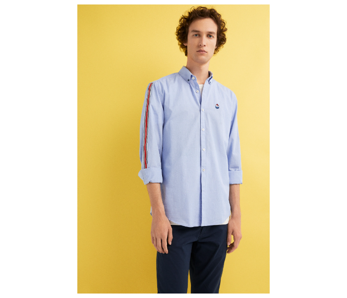 Springfield 027584014 Small Long Sleeve Plain Shirt for Men - Medium Blue - Zoom Image 1