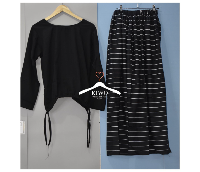 Kiwo XXL White Strip Design Long Skirt and Top - Black - Zoom Image