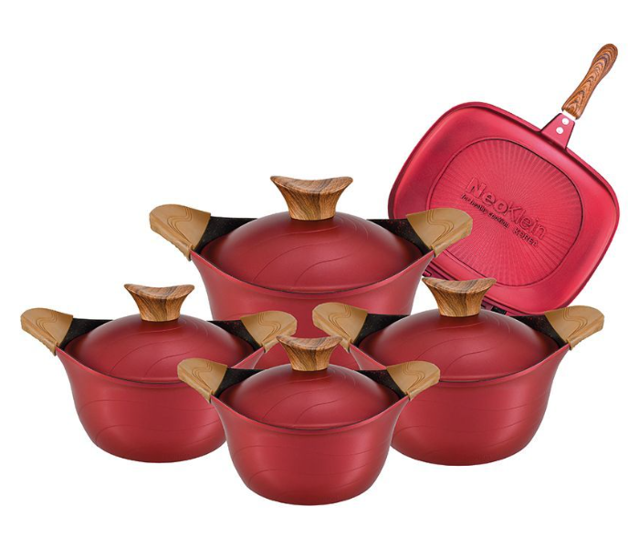  Neoklein 9DG Set of 9 Piece Casserols with Double Grill -Red   - Zoom Image