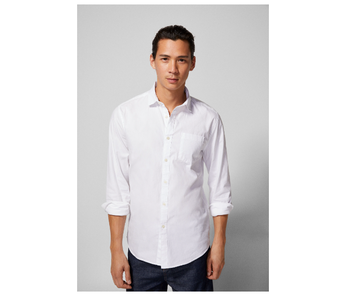 Springfield 027483699 Extra Small Long Sleeve Plain Shirt for Men - White - Zoom Image 1