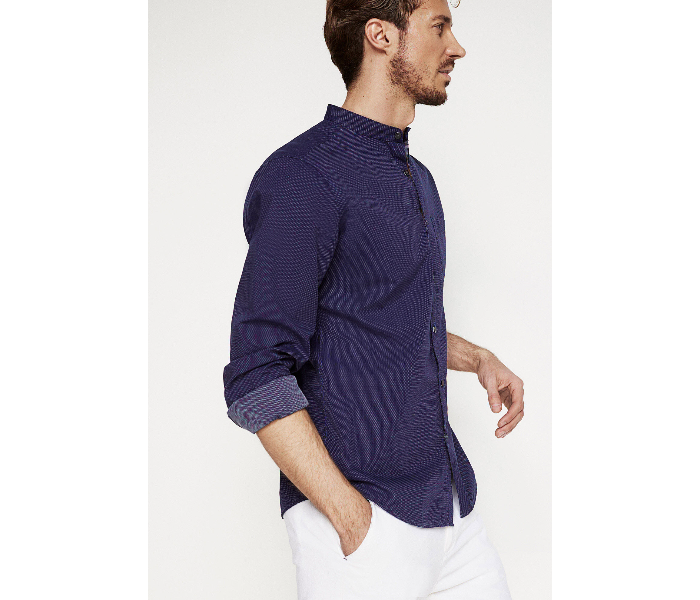 Springfield 027355411 Extra Small Long Sleeve Plain Shirt for Men - Dark Blue - Zoom Image 2