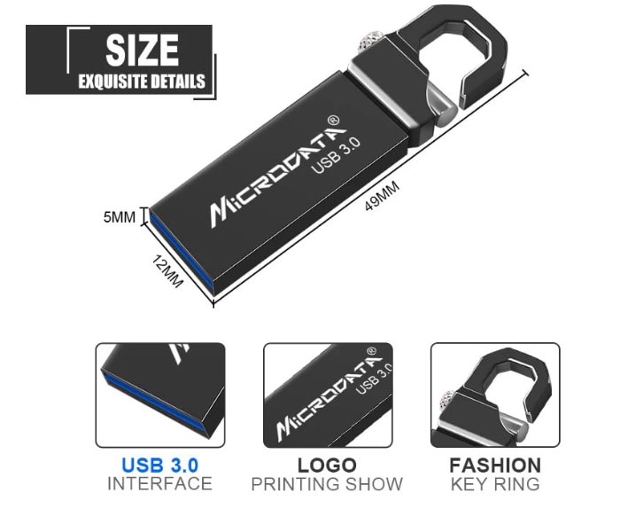 Microdata 64GB USB Flash Pen Drive 3.0 - Black - Zoom Image 3