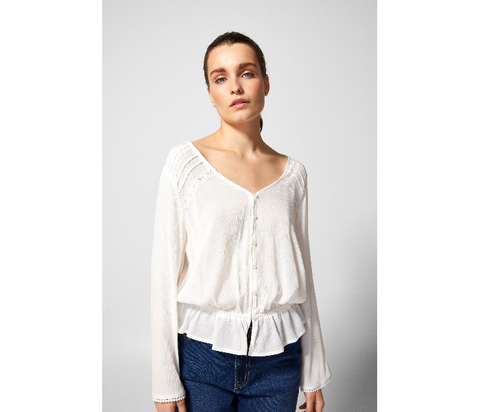 Springfield 679494797 Size 40 Long Sleeve Blouse For Women - White - Zoom Image 2