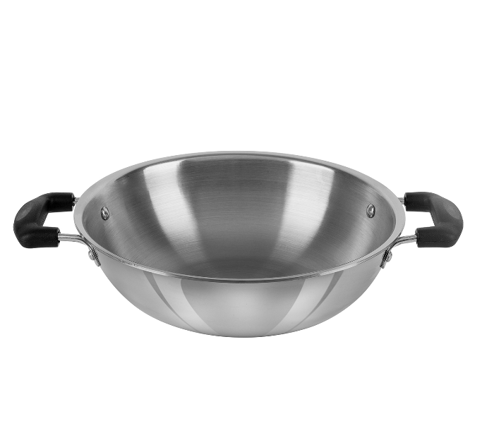 Insiya SVI-I01 20cm 1.6  liters Platinum Cookware Triply Stainless Steel Kadai with Lid - Silver - Zoom Image 1