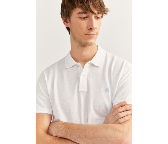 Springfield 143759399 XXXL Basic Slim Fit Polo Shirt for Men - White - Zoom Image 2