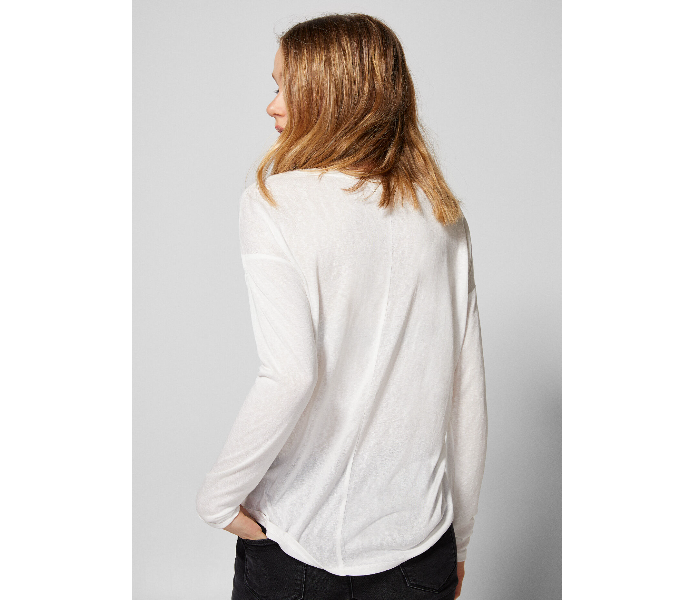 Springfield 676377498 Large Plain Long Sleeve T-Shirt for Women - White - Zoom Image 3